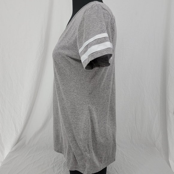 Gray OMT Active V-Neck T-Shirt Heather Gray Women's Large - Picture 2 of 10